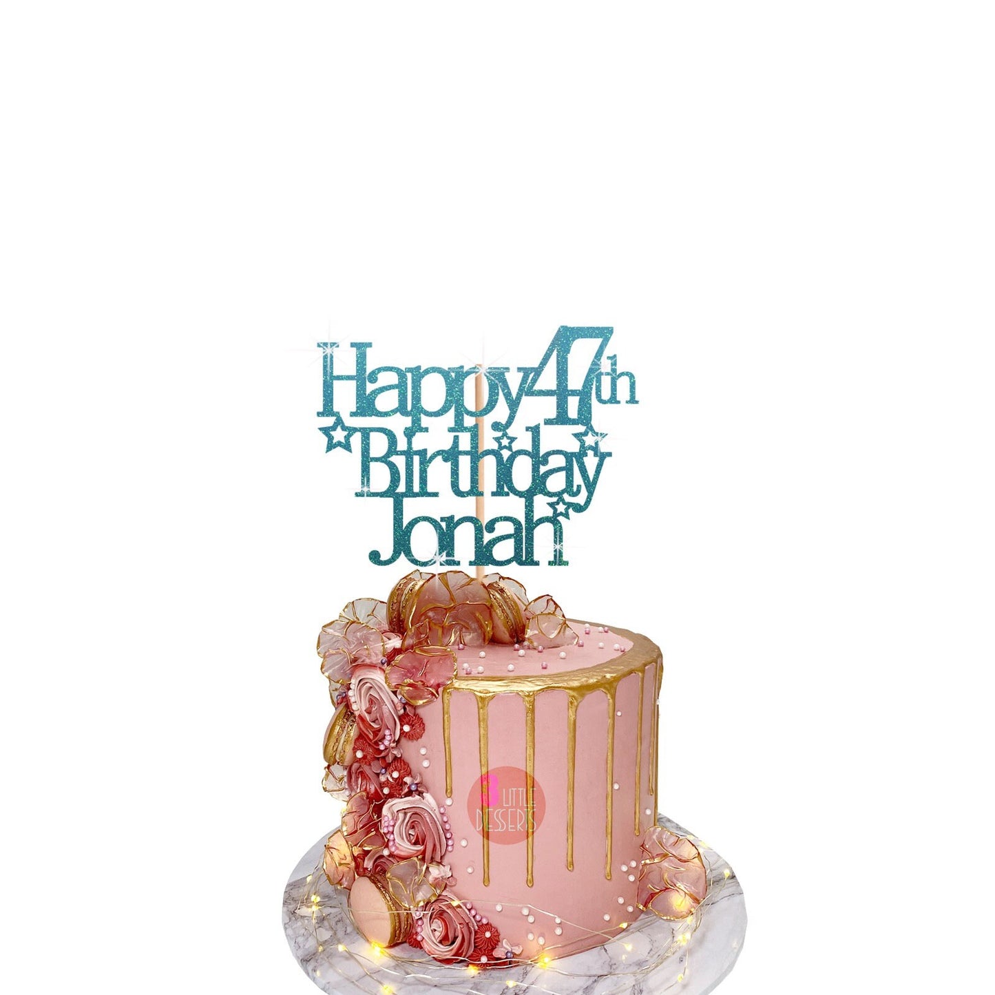 Glam 47th Birthday Glitter Cake Decoration Gift