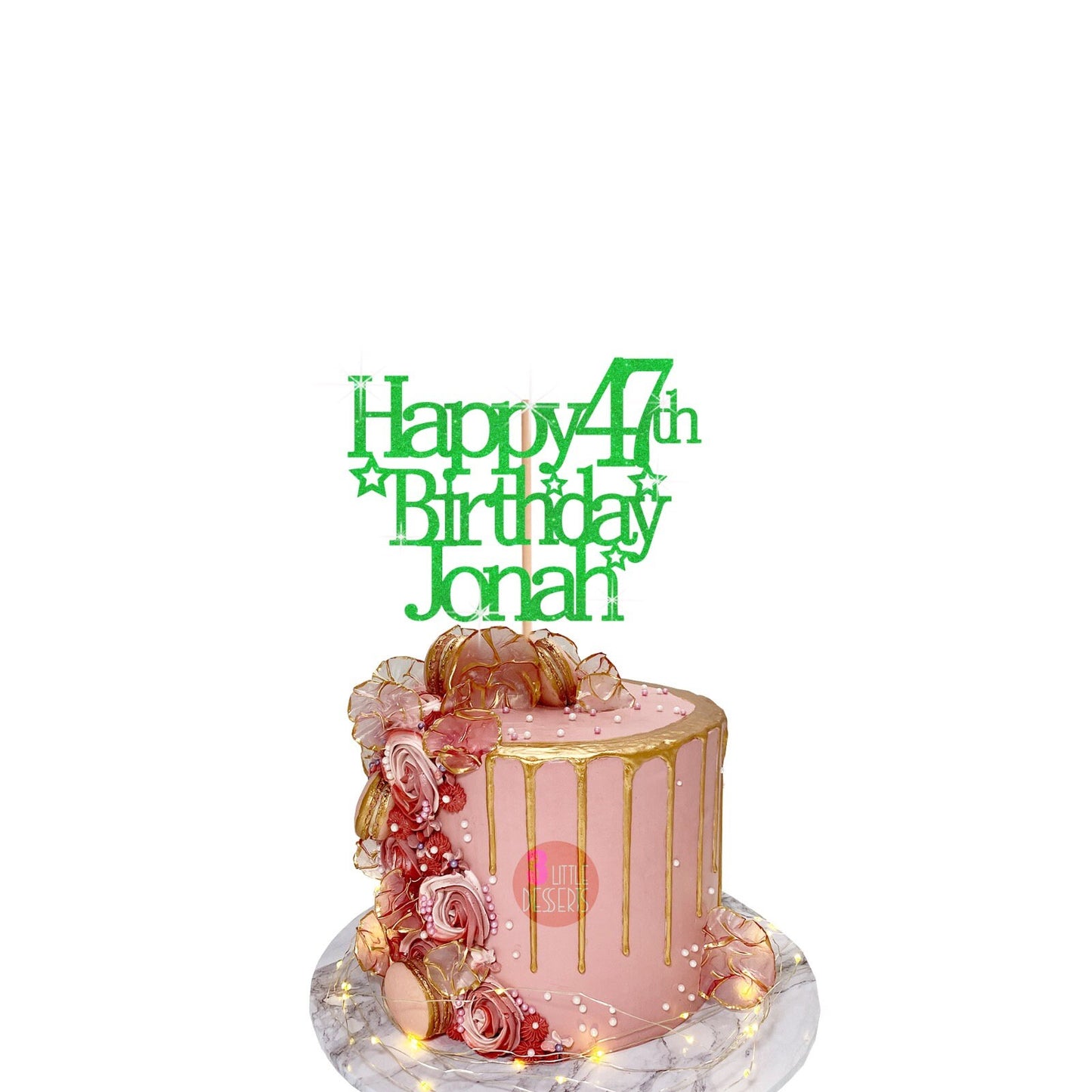 Glam 47th Birthday Glitter Cake Decoration Gift