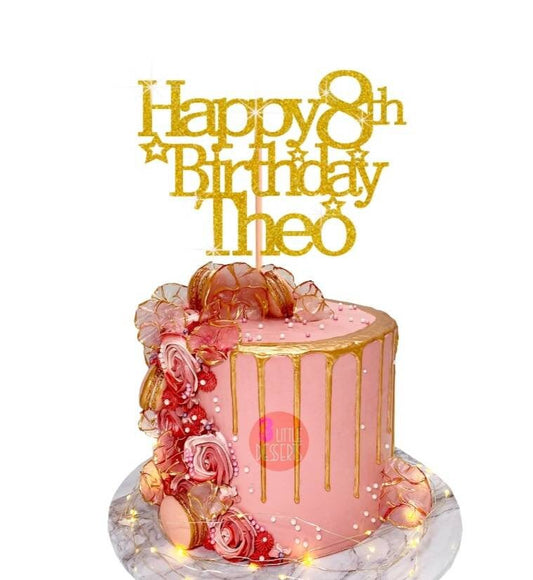 Personalized Eight-Year Birthday Celebration Glitter Topper