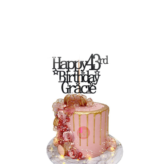 43rd Birthday Glitter Cake Topper Party Decoration
