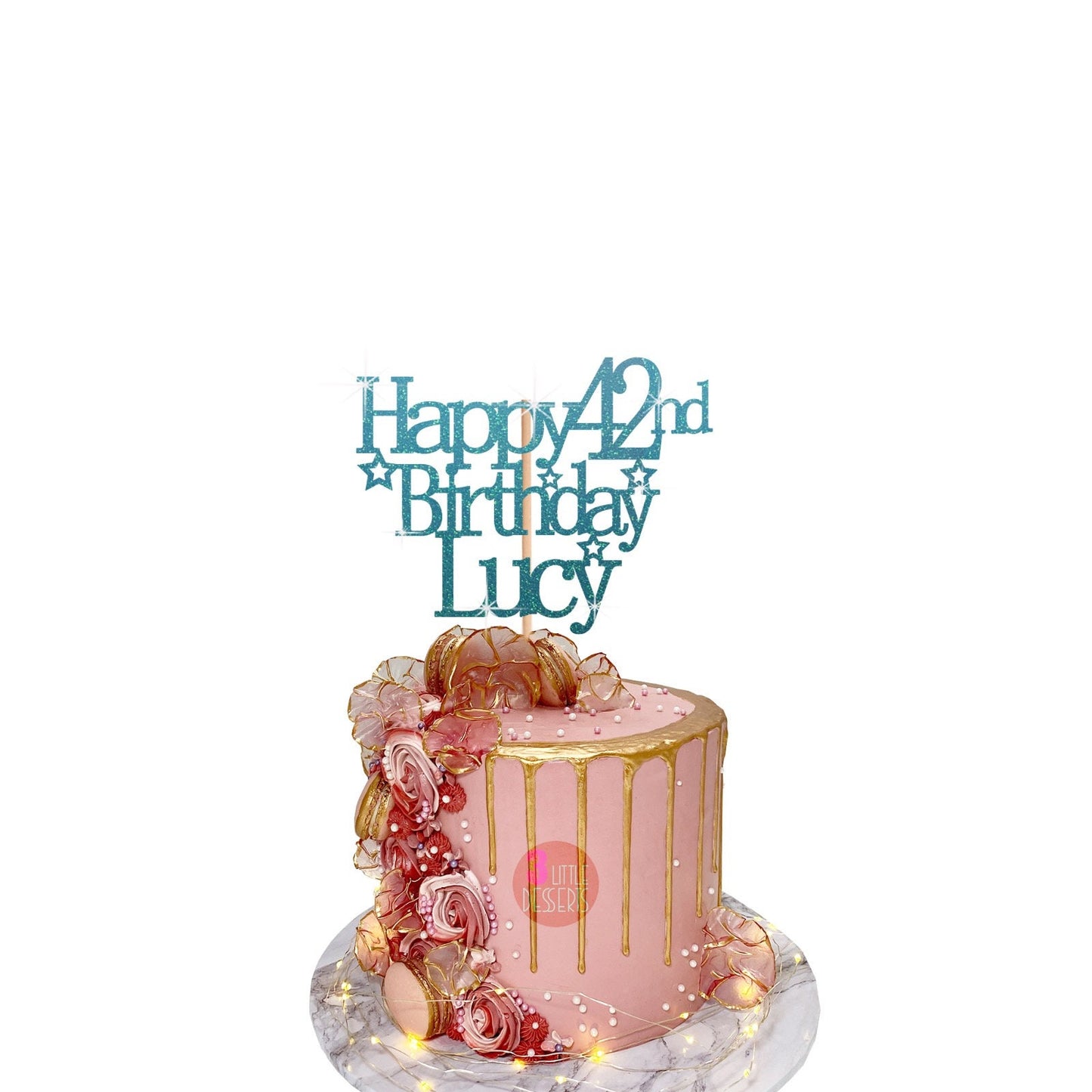 Elegant Gold Cake Decoration for Joyful 42nd Celebration Party