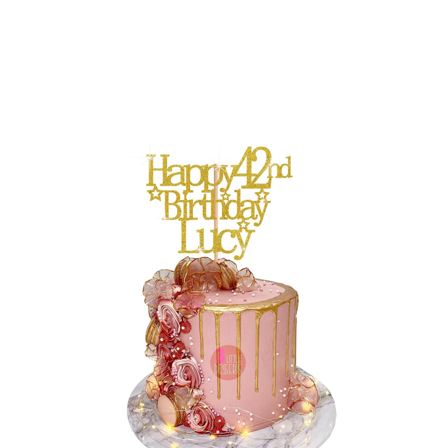 Elegant Gold Cake Decoration for Joyful 42nd Celebration Party