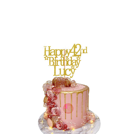 Elegant Gold Cake Decoration for Joyful 42nd Celebration Party