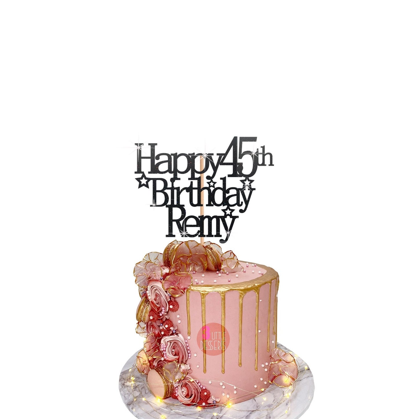 Forty Five Birthday Glitter Cake Centerpiece Topper