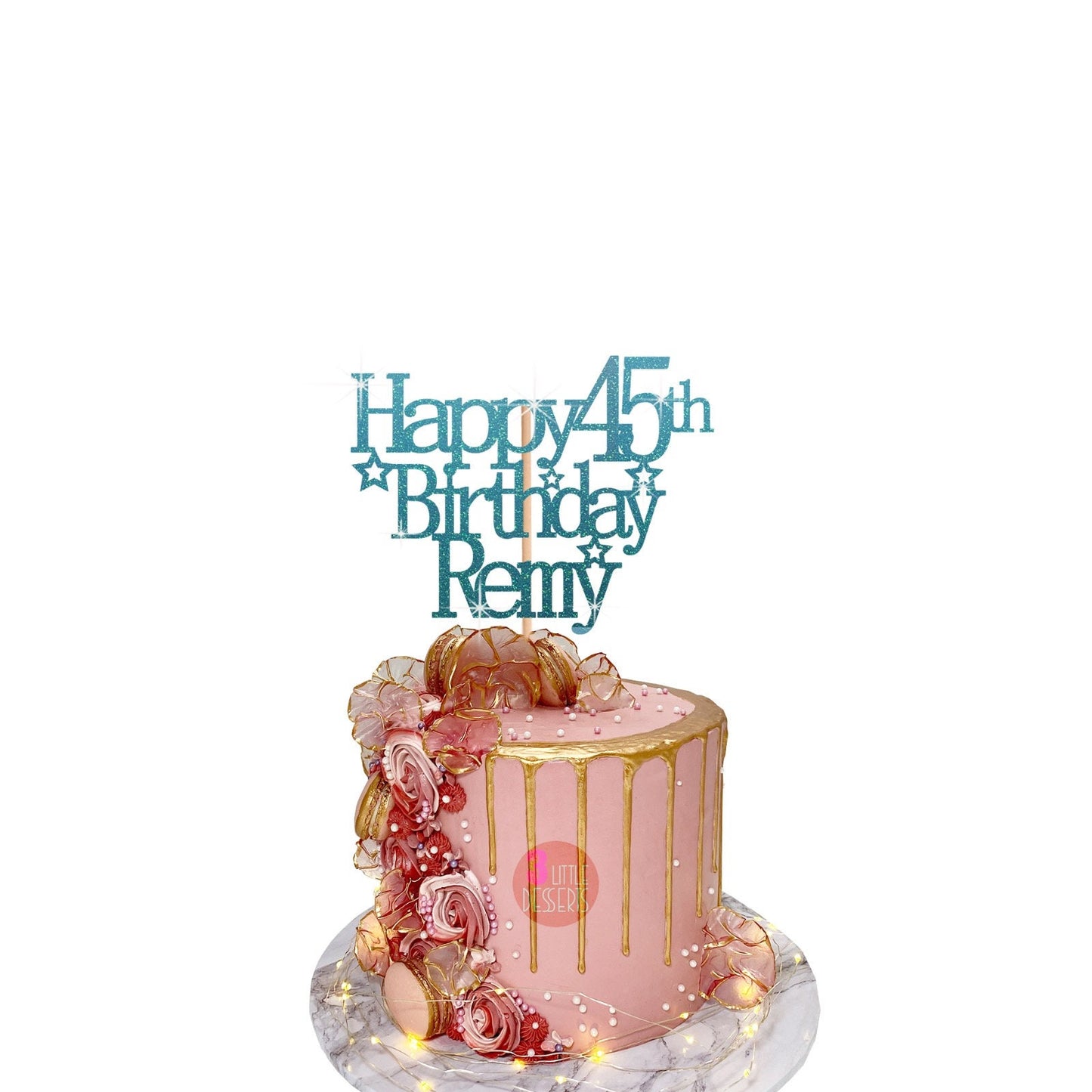 Forty Five Birthday Glitter Cake Centerpiece Topper