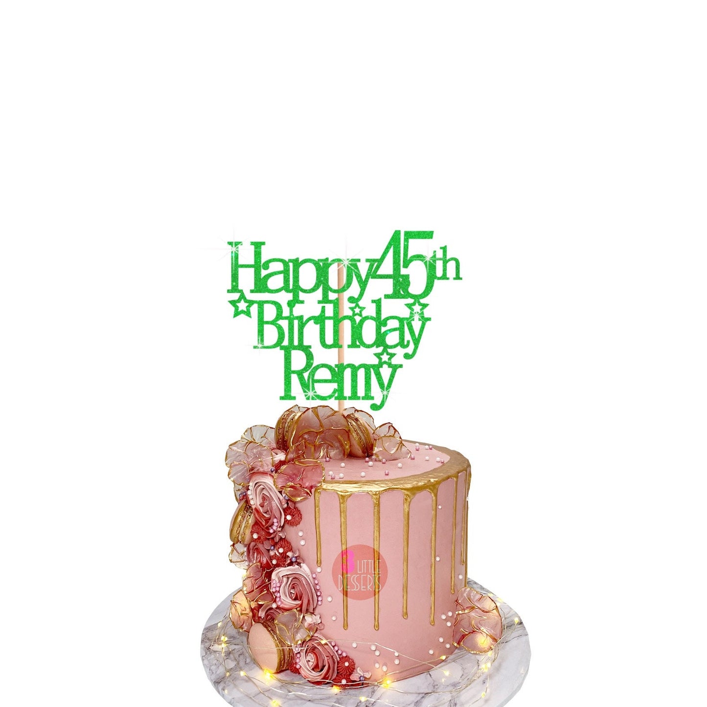 Forty Five Birthday Glitter Cake Centerpiece Topper