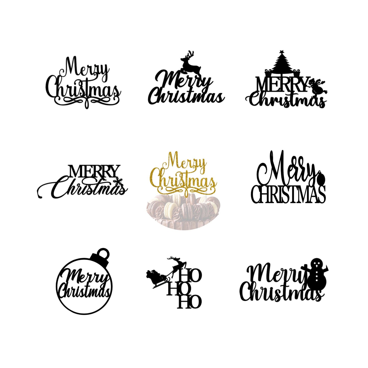 Personalized Gold Glitter Christmas Cake Table Holiday Topper