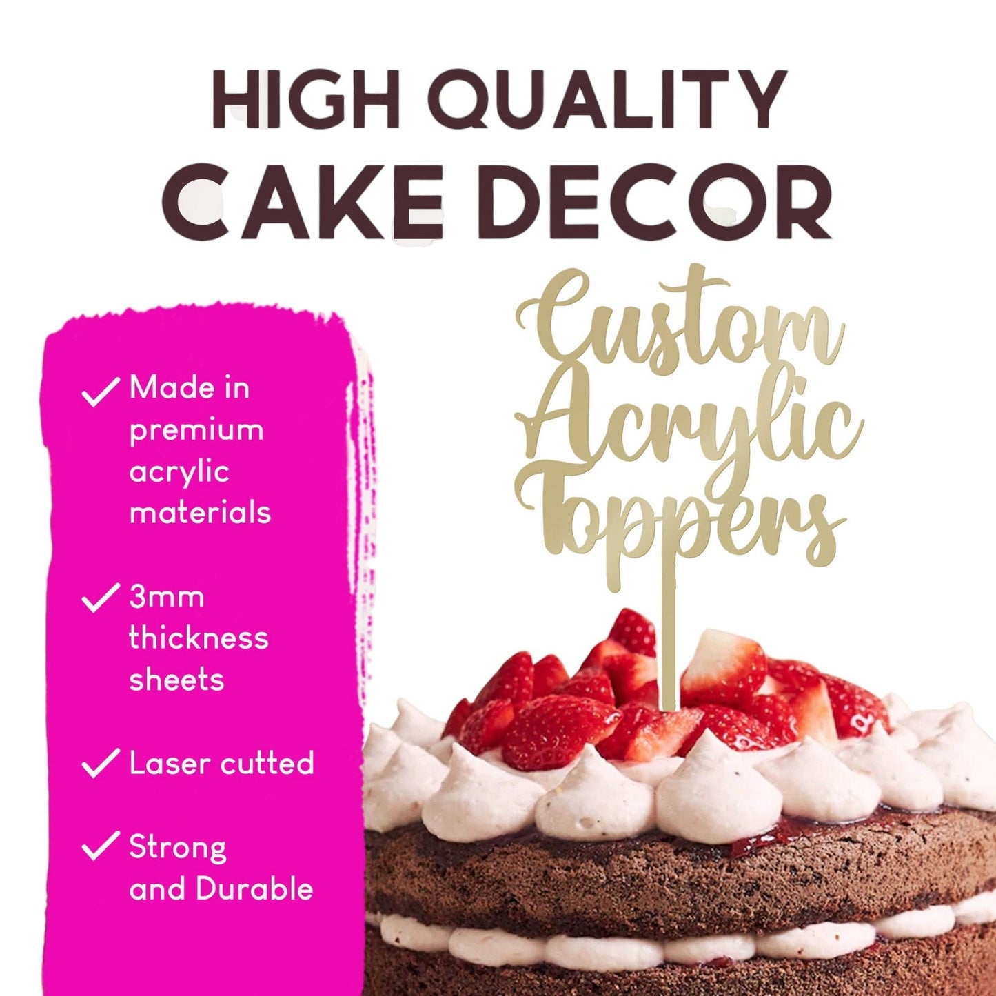Unique Custom Acrylic Cake Decoration in Various Colors