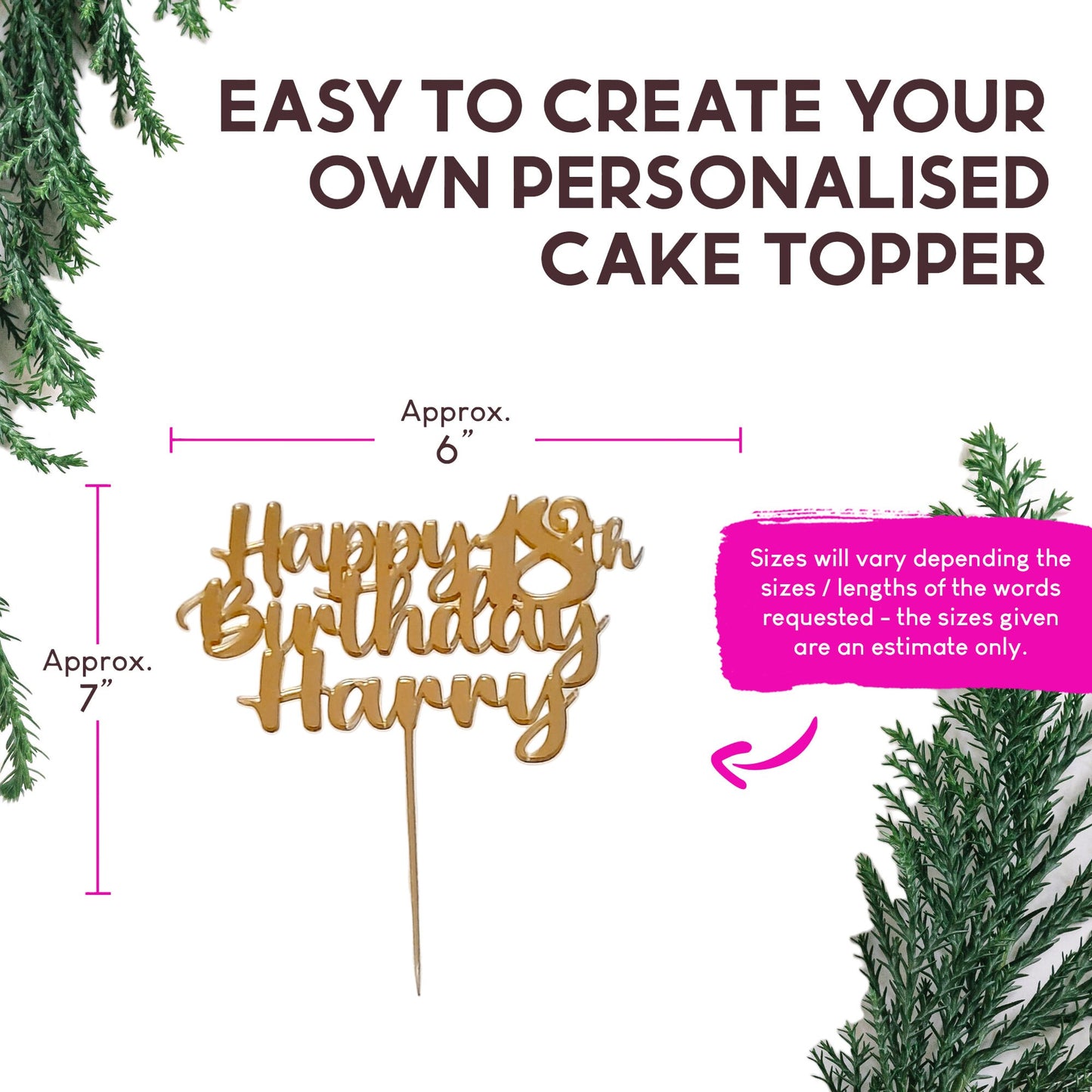 Personalised Grandma's Birthday Acrylic Cake Topper Celebration