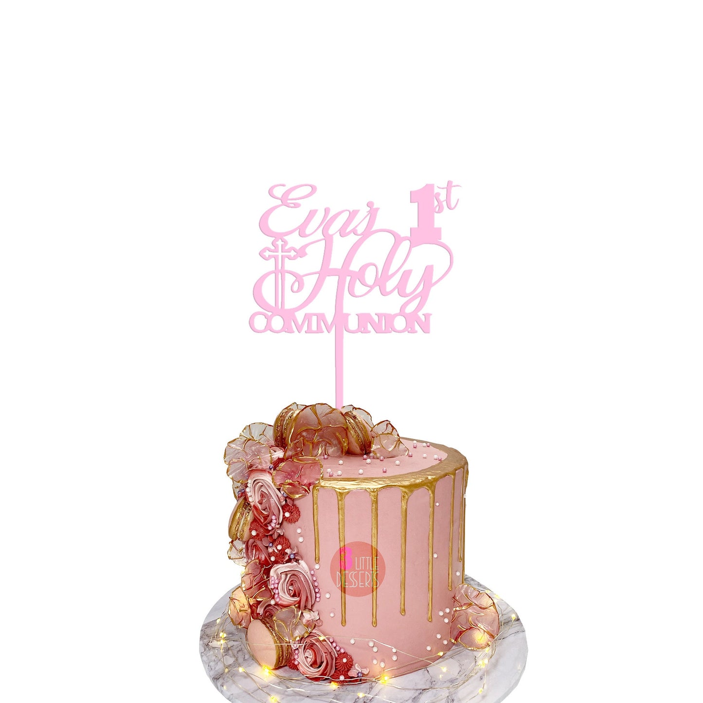 Custom Acrylic First Communion Cake Decoration Personalized with Name
