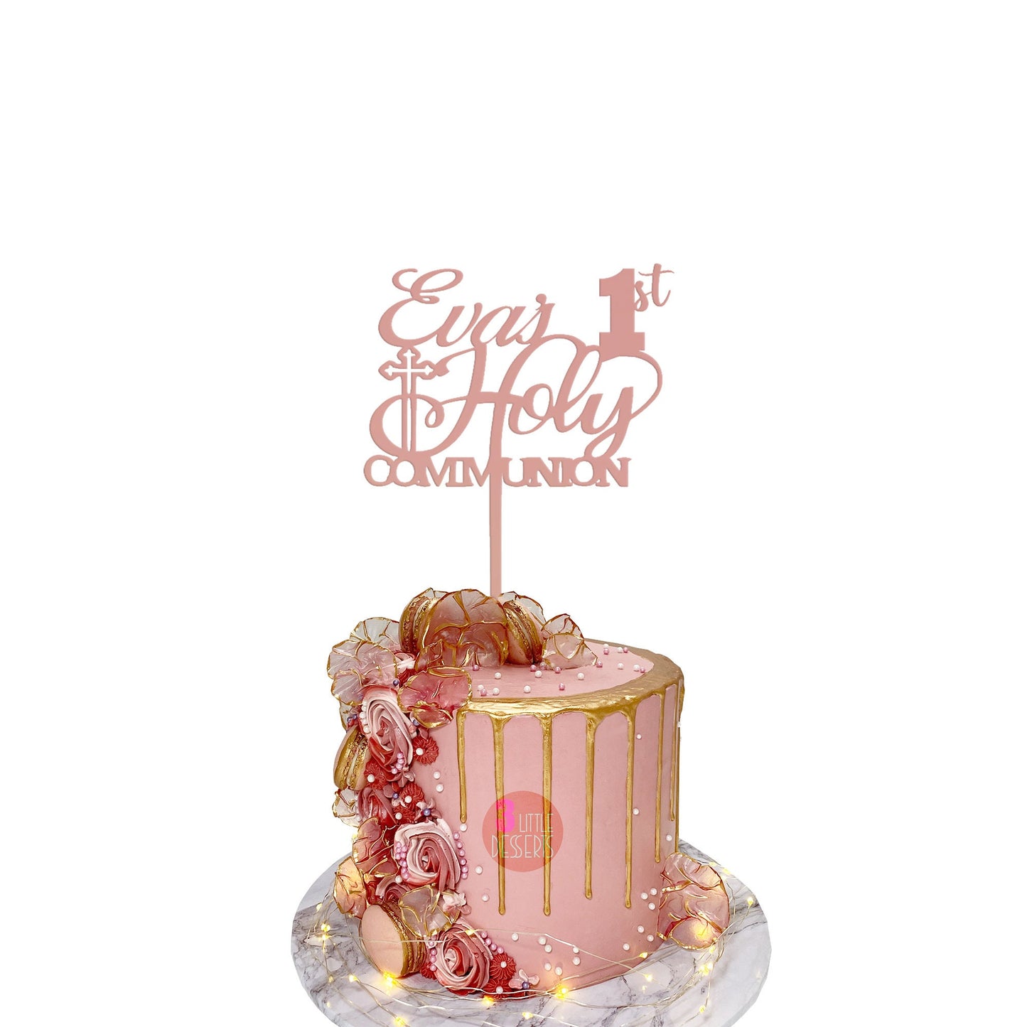Custom Acrylic First Communion Cake Decoration Personalized with Name