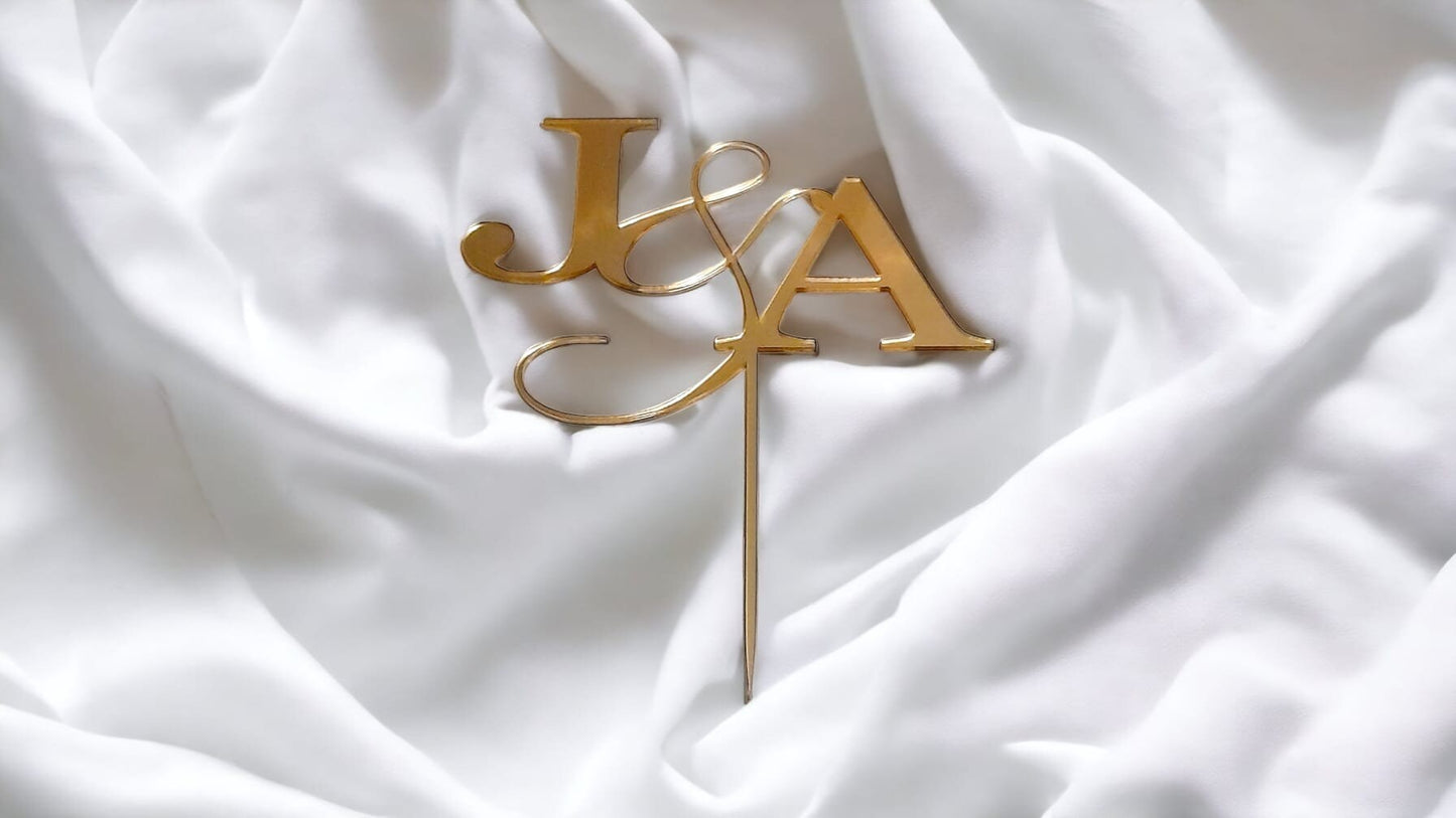 Custom Acrylic Initials Cake Topper Personalised for Weddings Anniversary Engagement