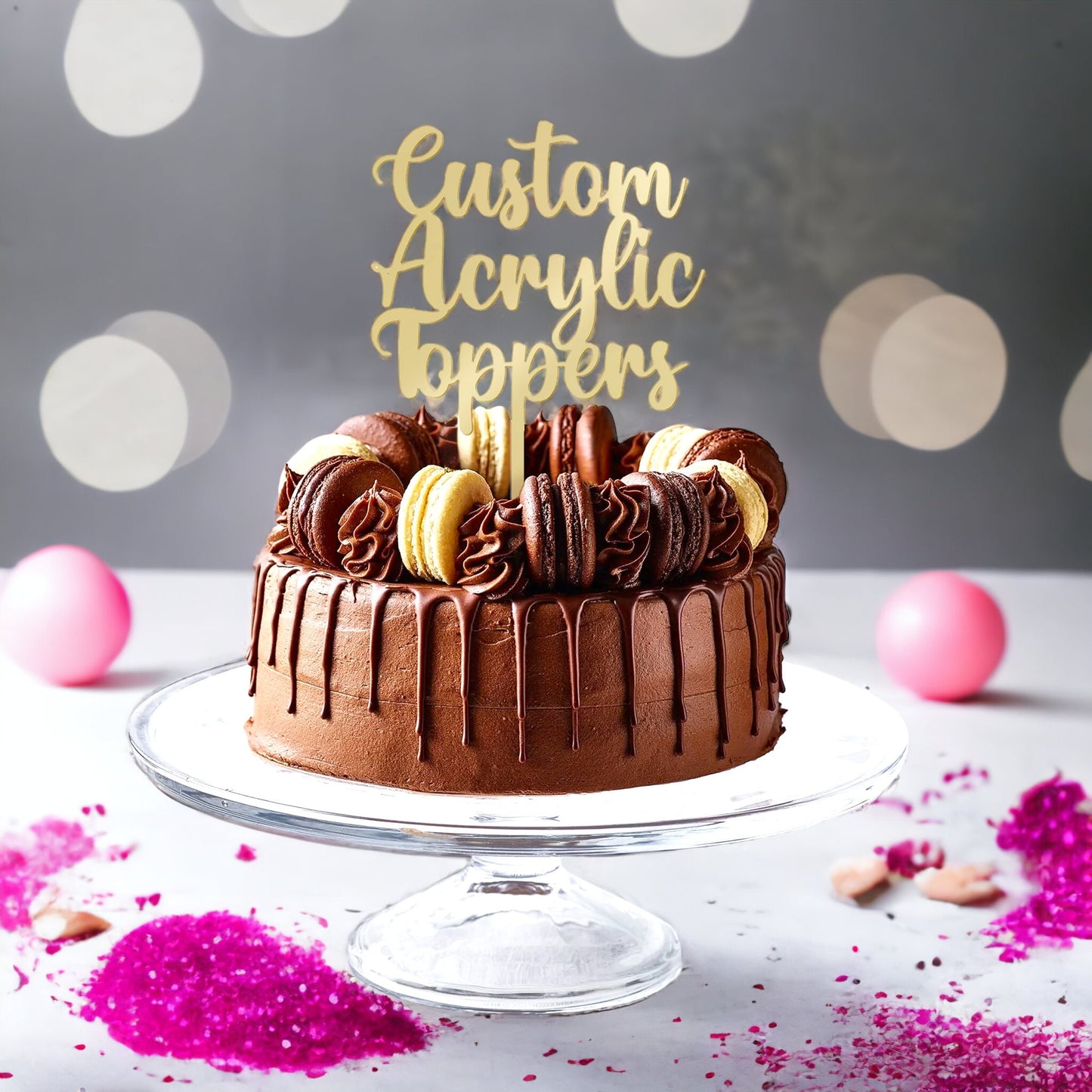 Custom Acrylic Cake Topper – Personalized Name, Age, or Message for Birthdays, Weddings, Baby Showers & More