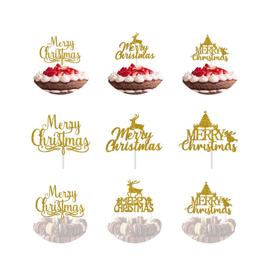 Personalized Gold Glitter Christmas Cake Table Holiday Topper