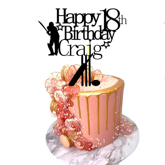 Personalized Cricket Theme Cake Topper with Name and Age
