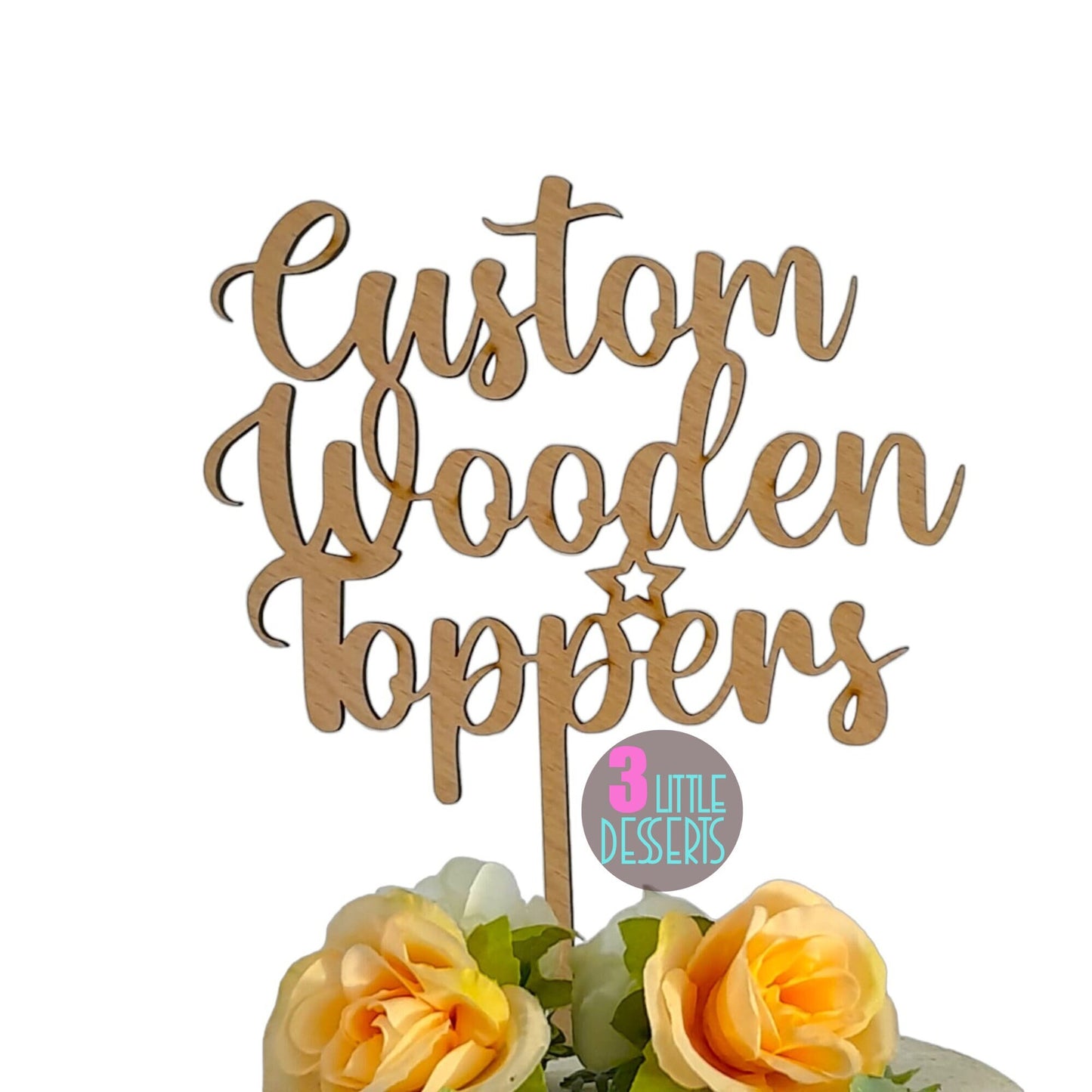 Rustic Personalized Wedding Cake Topper, Custom Script Cake Topper for Wedding, Mr and Mrs Cake Toppers