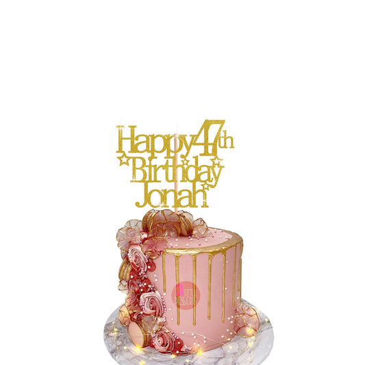 Glam 47th Birthday Glitter Cake Decoration Gift