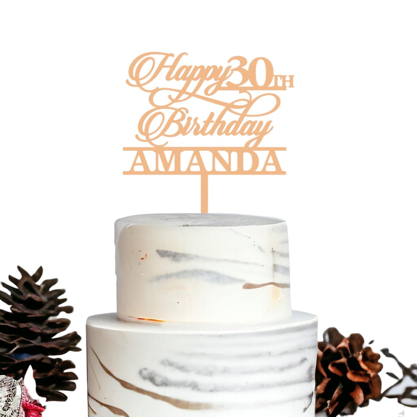 Custom Acrylic and Wooden Cake Toppers Happy Birthday Cake Topper, Personalized with Name, 50th Anniversary Cake Topper, 18th 30th 40th 60th