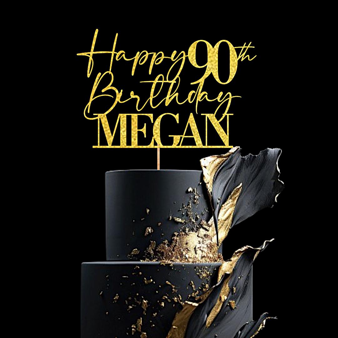 Happy Birthday Party Decoration Custom Glitter Personalised Cake Topper Any Age & Name Mum Dad Grandma Grandad 30th 40th 50th 60th 70th 80th