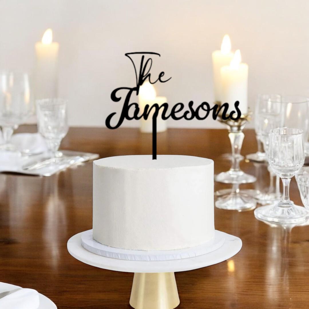 Rustic Personalized Wedding Cake Topper, Custom Script Cake Topper for Wedding, Mr and Mrs Cake Toppers