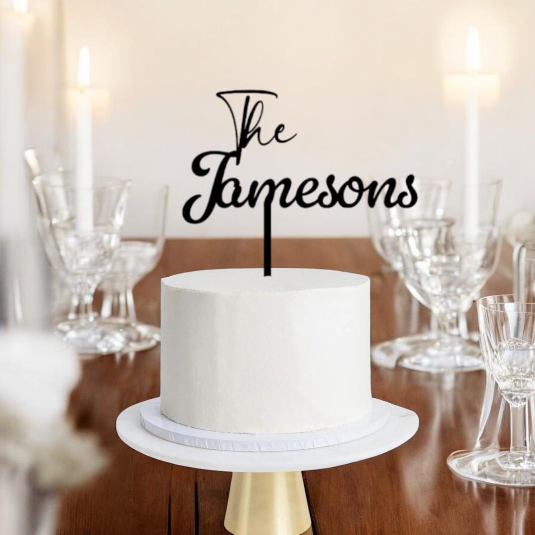 Rustic Personalized Wedding Cake Topper, Custom Script Cake Topper for Wedding, Mr and Mrs Cake Toppers