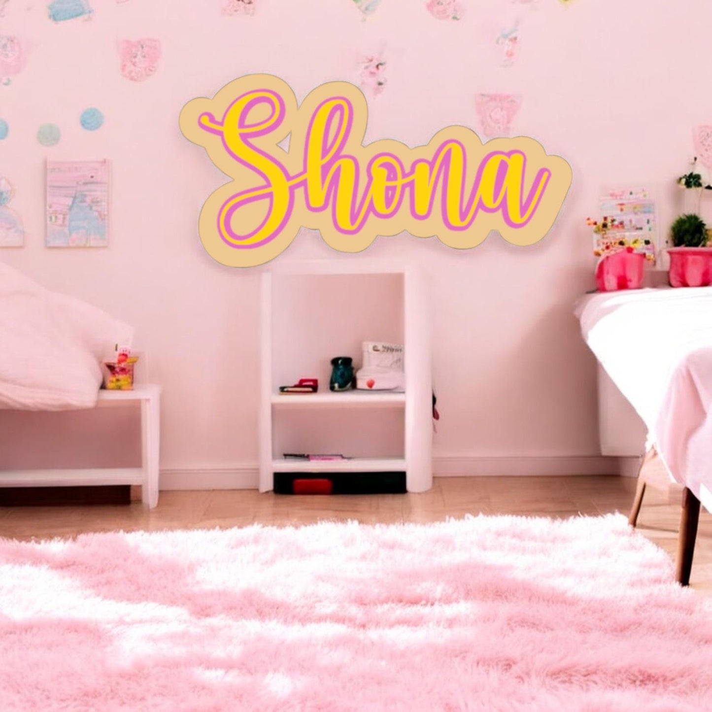 Children's Acrylic Name Sign, Multilayer Bedroom Wall Sign, Nursery Wall Art, Playroom, Girls Bedroom Decor