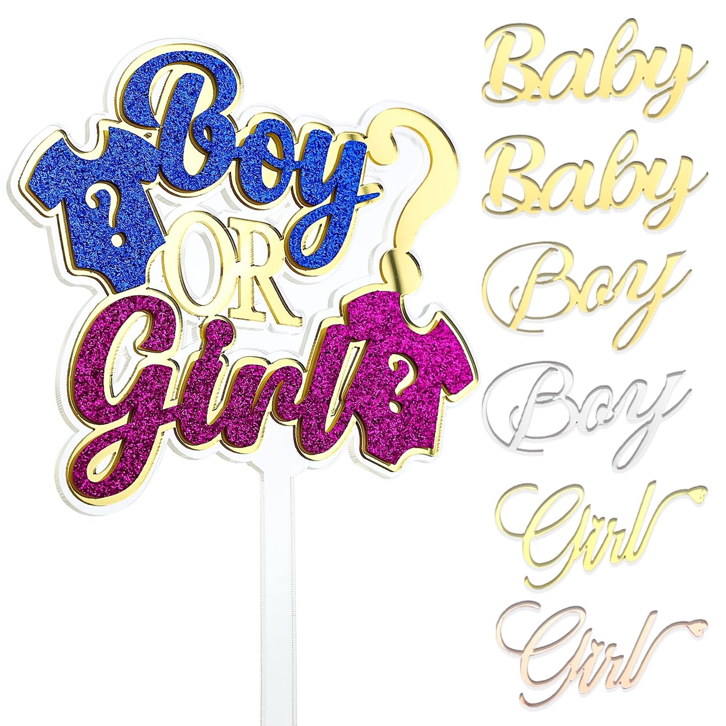 Boy or Girl Gender Reveal Cake Topper Set