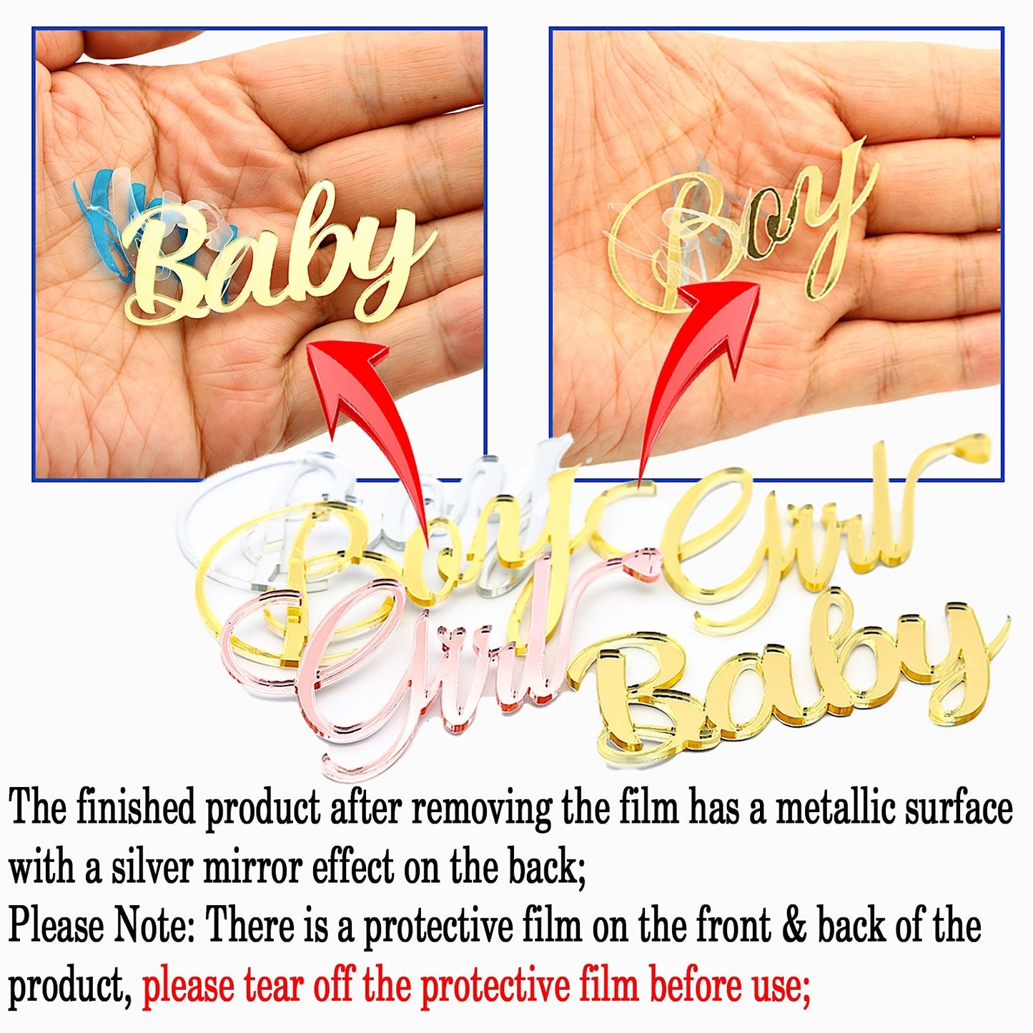 Boy or Girl Gender Reveal Cake Topper Set