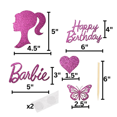 Barbie Happy Birthday Cake Toppers Set - 9 Peace