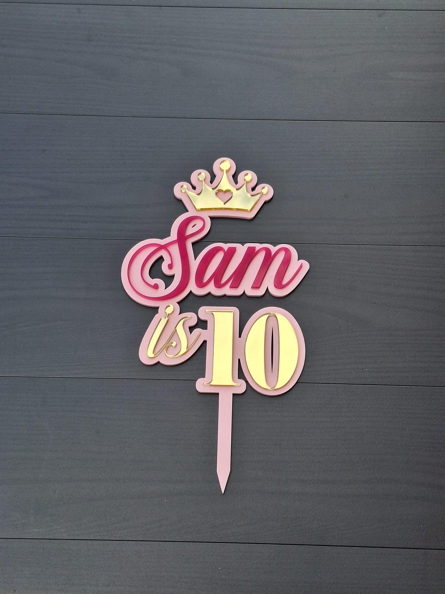 Personalised Double Layer Acrylic Cake Topper | Custom Name & Age | Birthday Party Decoration | DISPLAY & WONDER UK