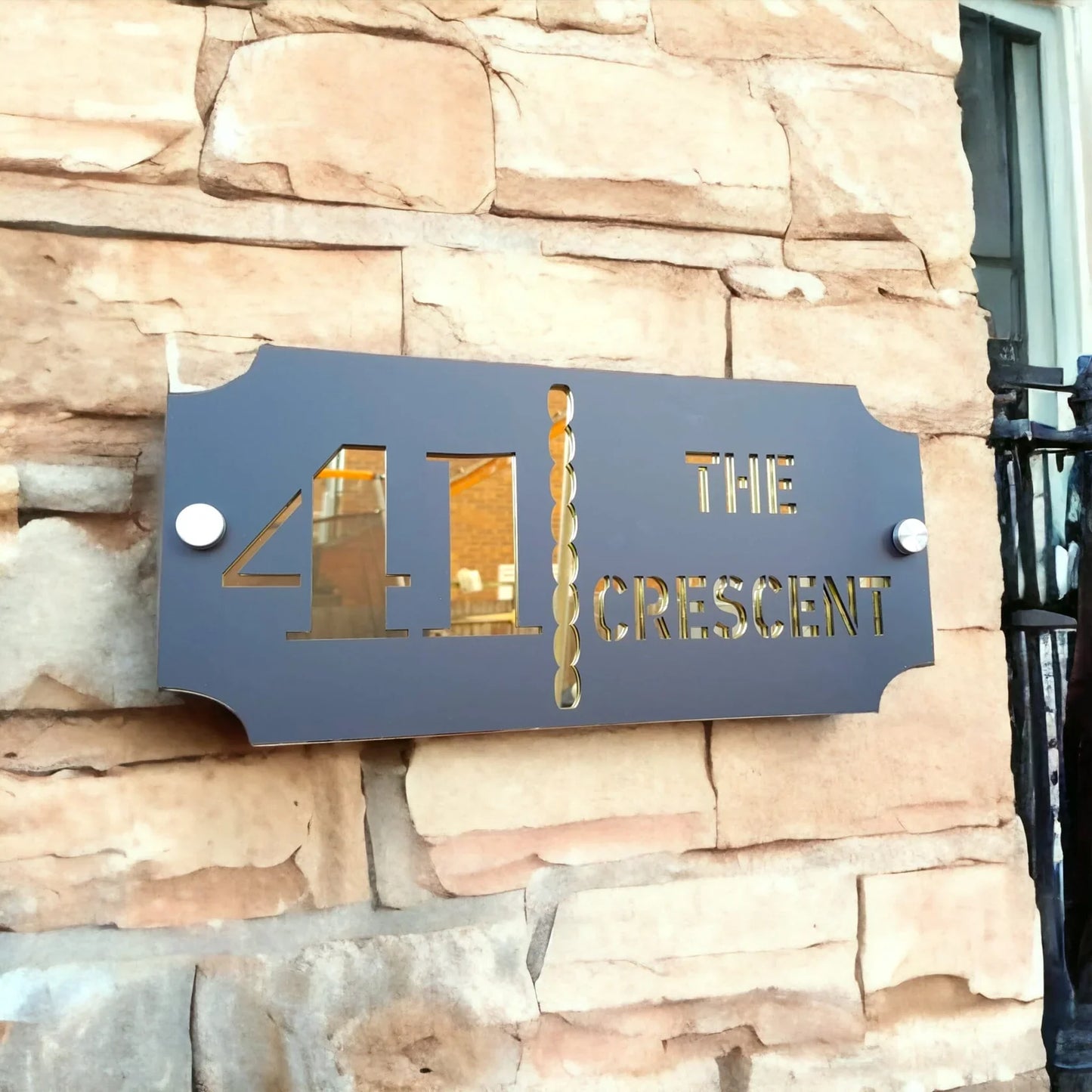 Contemporary Floating Acrylic House Sign – Custom Door Number Plaque by DISPLAY & WONDER Size: 12 x 5.6 inches (30.48cm x 14.22cm)