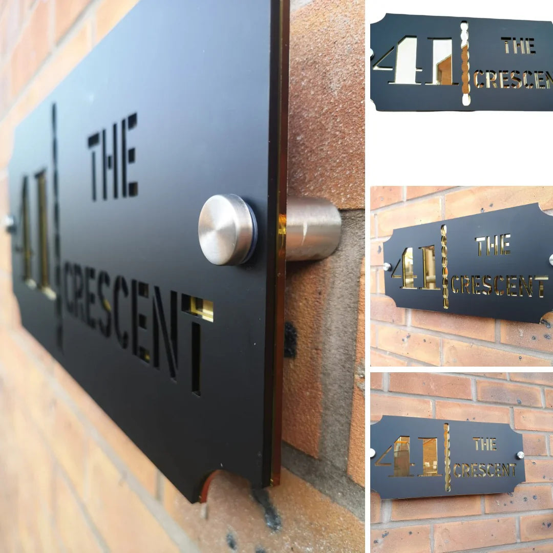 Contemporary Floating Acrylic House Sign – Custom Door Number Plaque by DISPLAY & WONDER Size: 12 x 5.6 inches (30.48cm x 14.22cm)