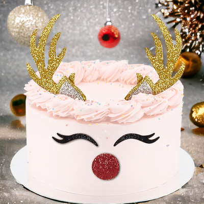 Reindeer Christmas Cake Topper Merry Christmas Topper Double Sided
