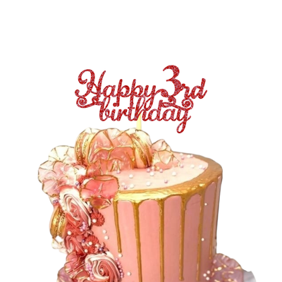 3rd Birthday Cake Topper - Acrylic / Card