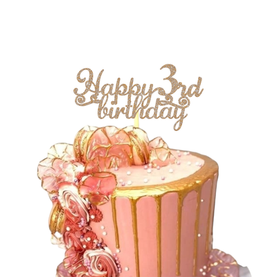 3rd Birthday Cake Topper - Acrylic / Card