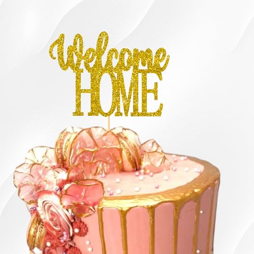 WELCOME HOME Cake Topper Glitter Cardstock Party Favour Party Decoration Cake Toppers (GOLD)