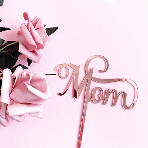 Mother's Day Cake Topper Acrylic Mom Cake Toppers Pink Rose Gold