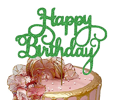 Happy Birthday Cake Topper Glitter Cardstock Toppers - Birthday Decor
