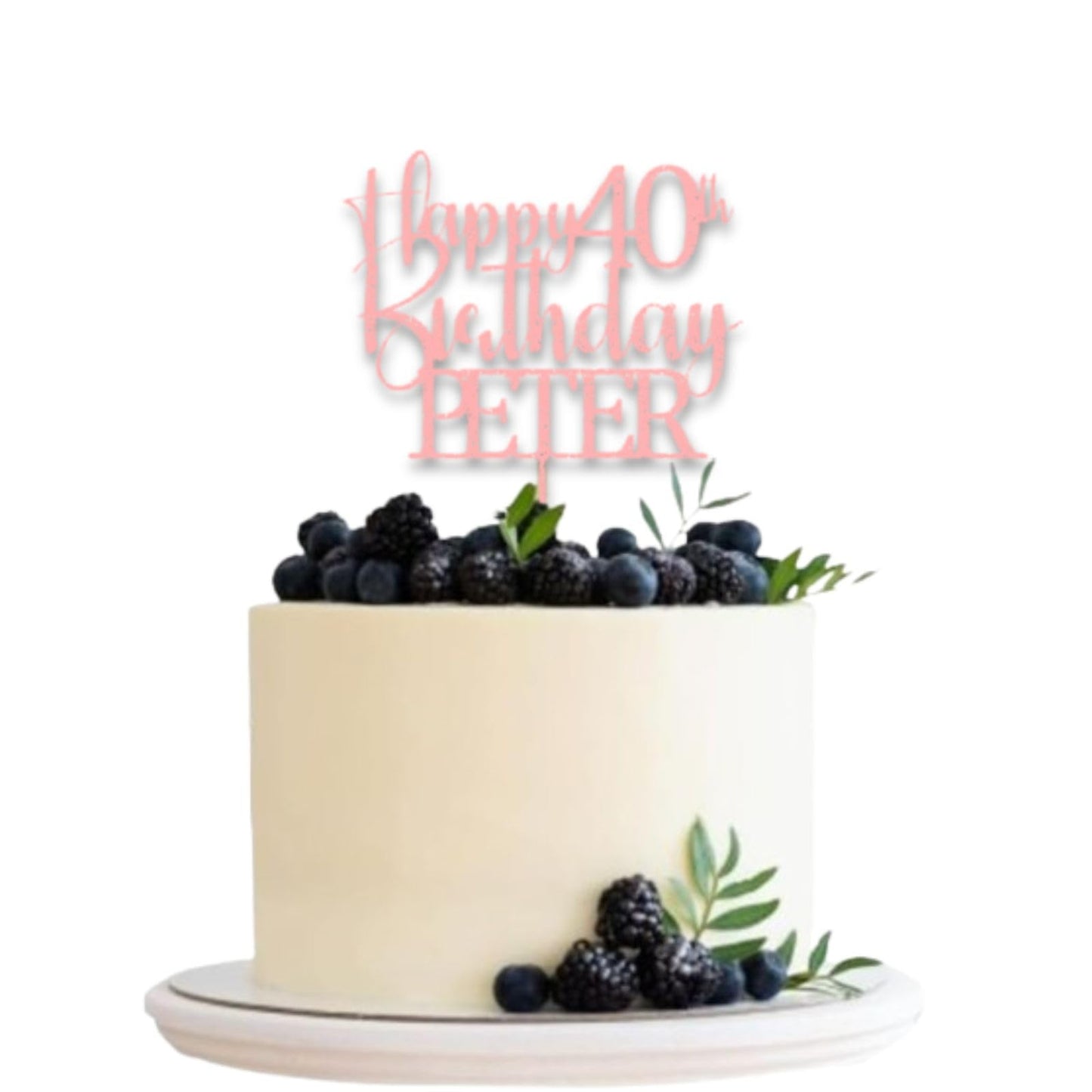 Personalised Happy 40th Birthday Glitter Card Cake Topper by DISPLAY AND WONDER – Custom Age & Name – Birthday Cardstock Toppers – Milestone Birthday Cake Decoration 18th 21st 30th 40th 50th 60th Cake topper