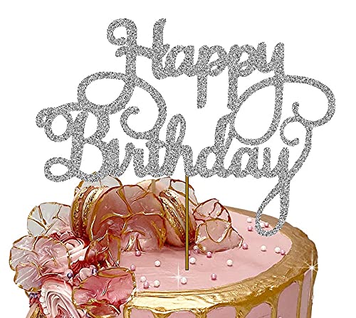 Happy Birthday Cake Topper Glitter Cardstock Toppers - Birthday Decor