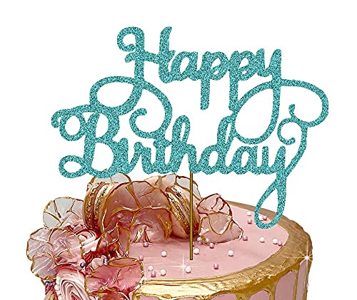 Happy Birthday Cake Topper Glitter Cardstock Toppers - Birthday Decor