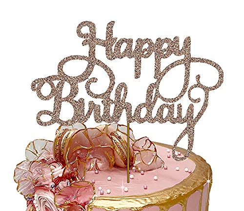 Happy Birthday Cake Topper Glitter Cardstock Toppers - Birthday Decor