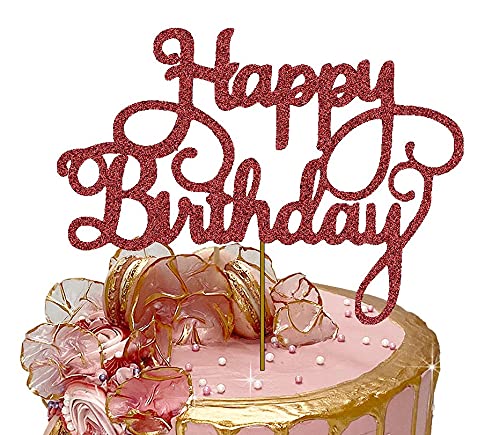 Happy Birthday Cake Topper Glitter Cardstock Toppers - Birthday Decor