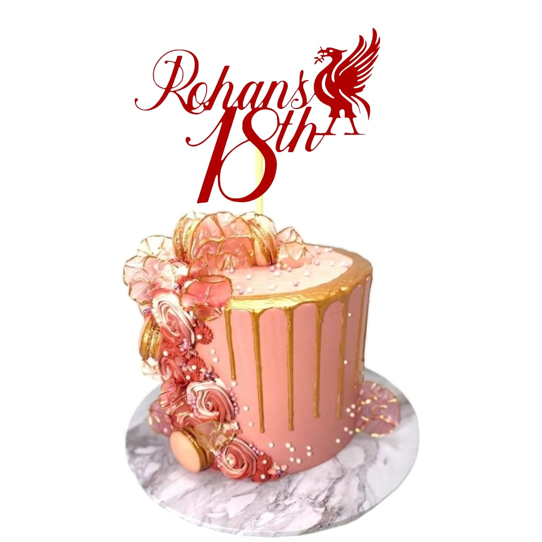 Liverbird Happy Birthday Cake Topper, By 3 Little Desserts, Football Toppers (RED)