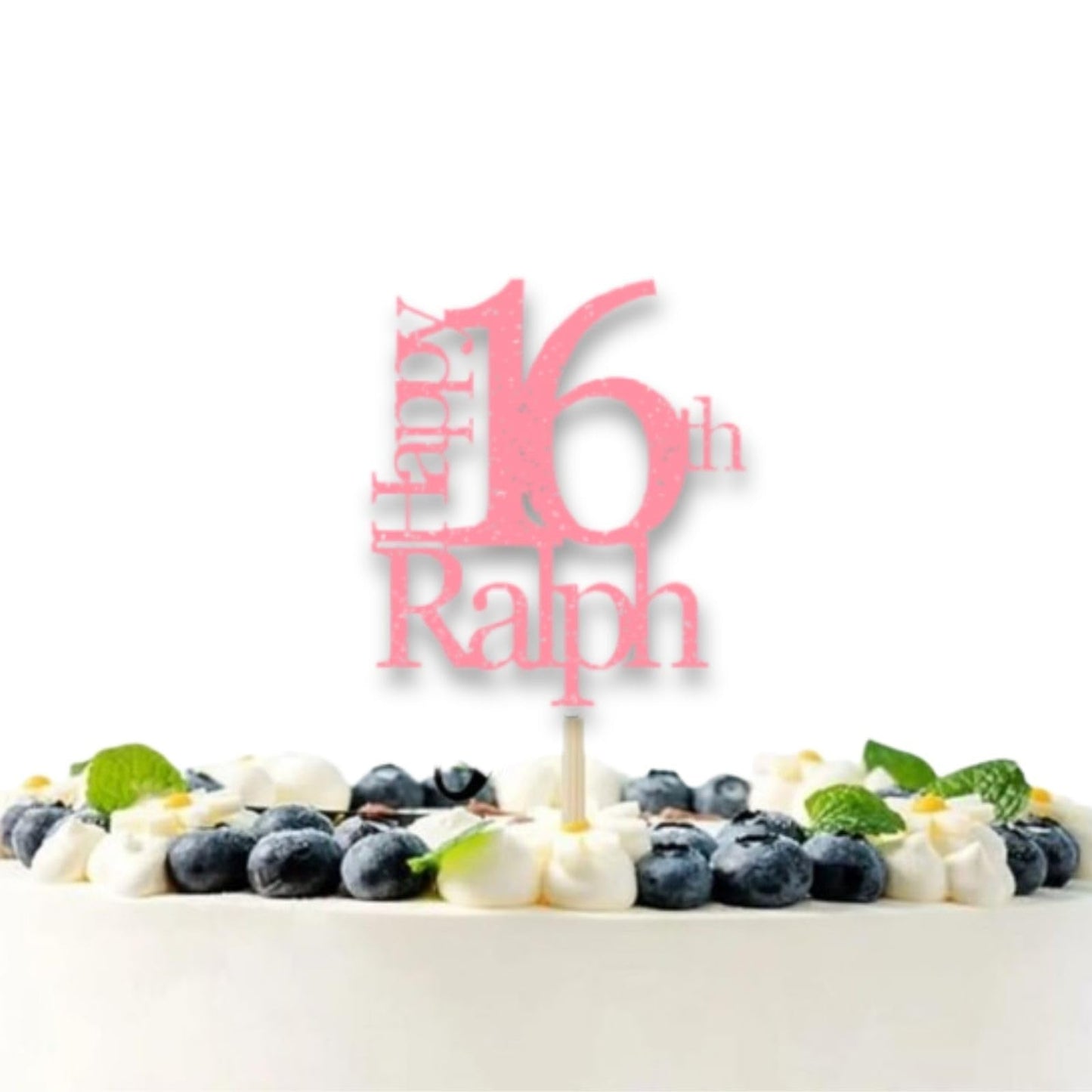 Sweet 16 Cake Topper Happy 16th Birthday Cake Topper Personalised Happy Birthday Glitter Card Cake Topper by DISPLAY AND WONDER – Custom Age & Name – Birthday Cardstock Toppers – Milestone Birthday Cake Decoration