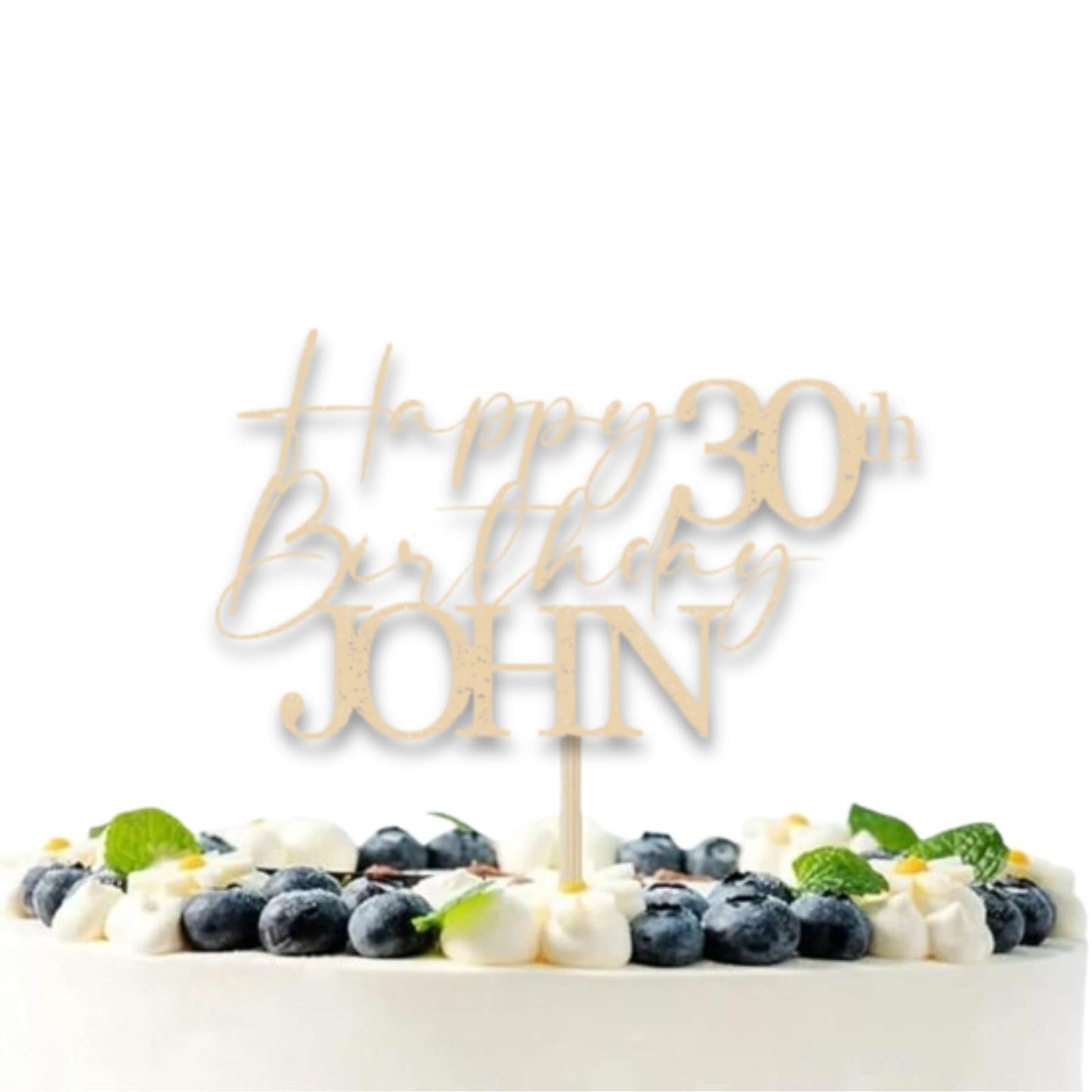 Personalised 30th Birthday Topper Glitter Card Cake Topper by DISPLAY AND WONDER – Custom Age & Name – Birthday Cardstock Toppers – Milestone Birthday Cake Decoration