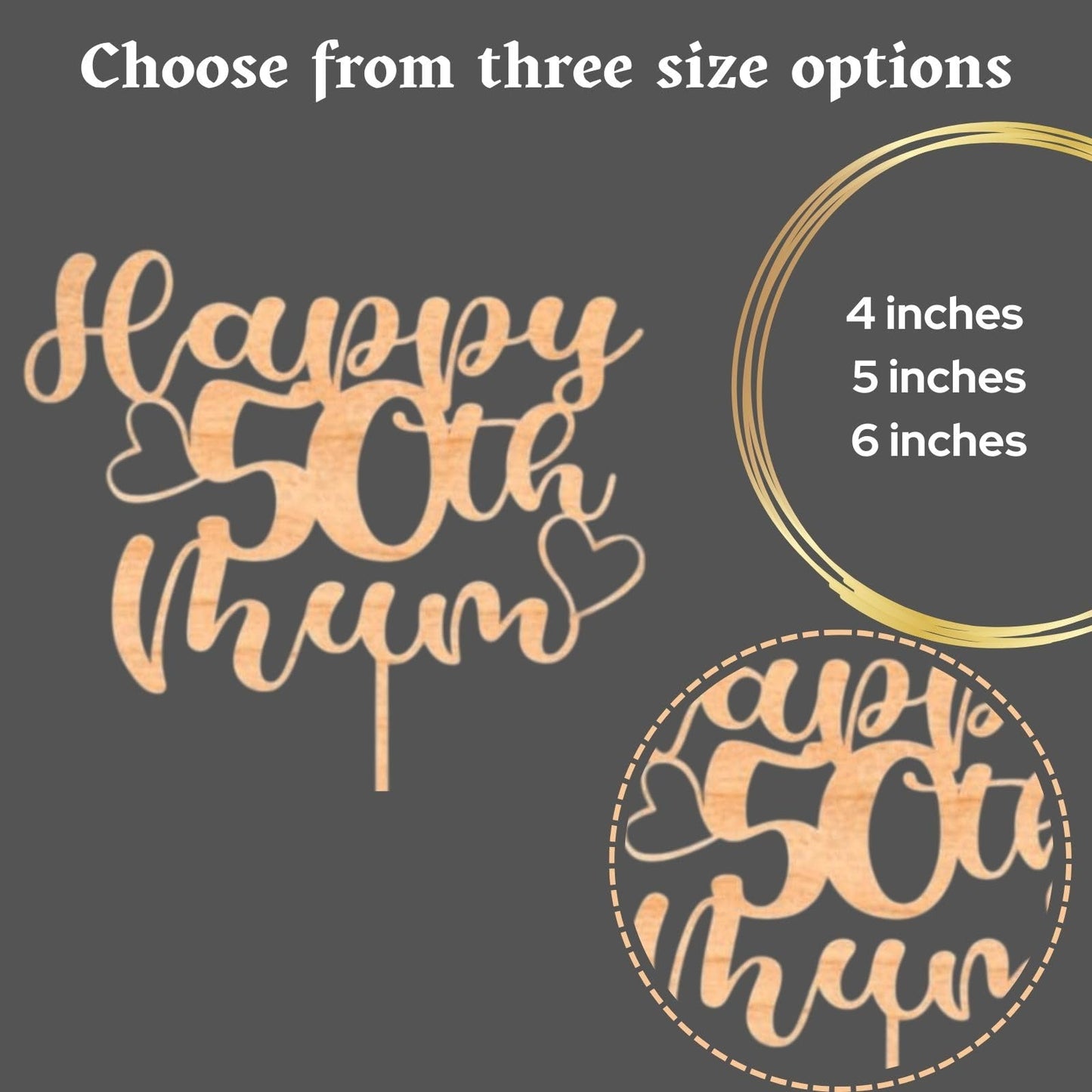 Custom Wooden Cake Topper - Happy 30th Birthday Mum Personalised With any Name and Age by DISPLAY AND WONDER