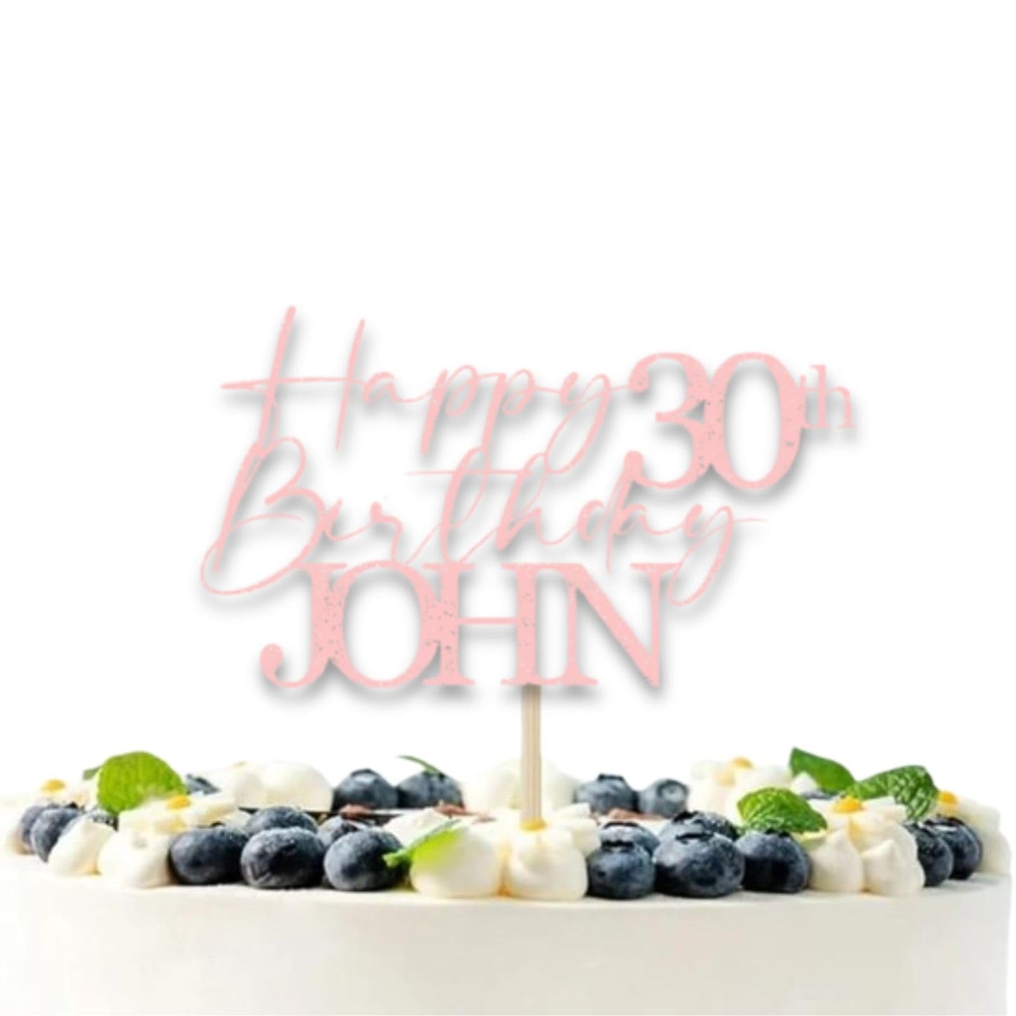 Personalised 30th Birthday Topper Glitter Card Cake Topper by DISPLAY AND WONDER – Custom Age & Name – Birthday Cardstock Toppers – Milestone Birthday Cake Decoration