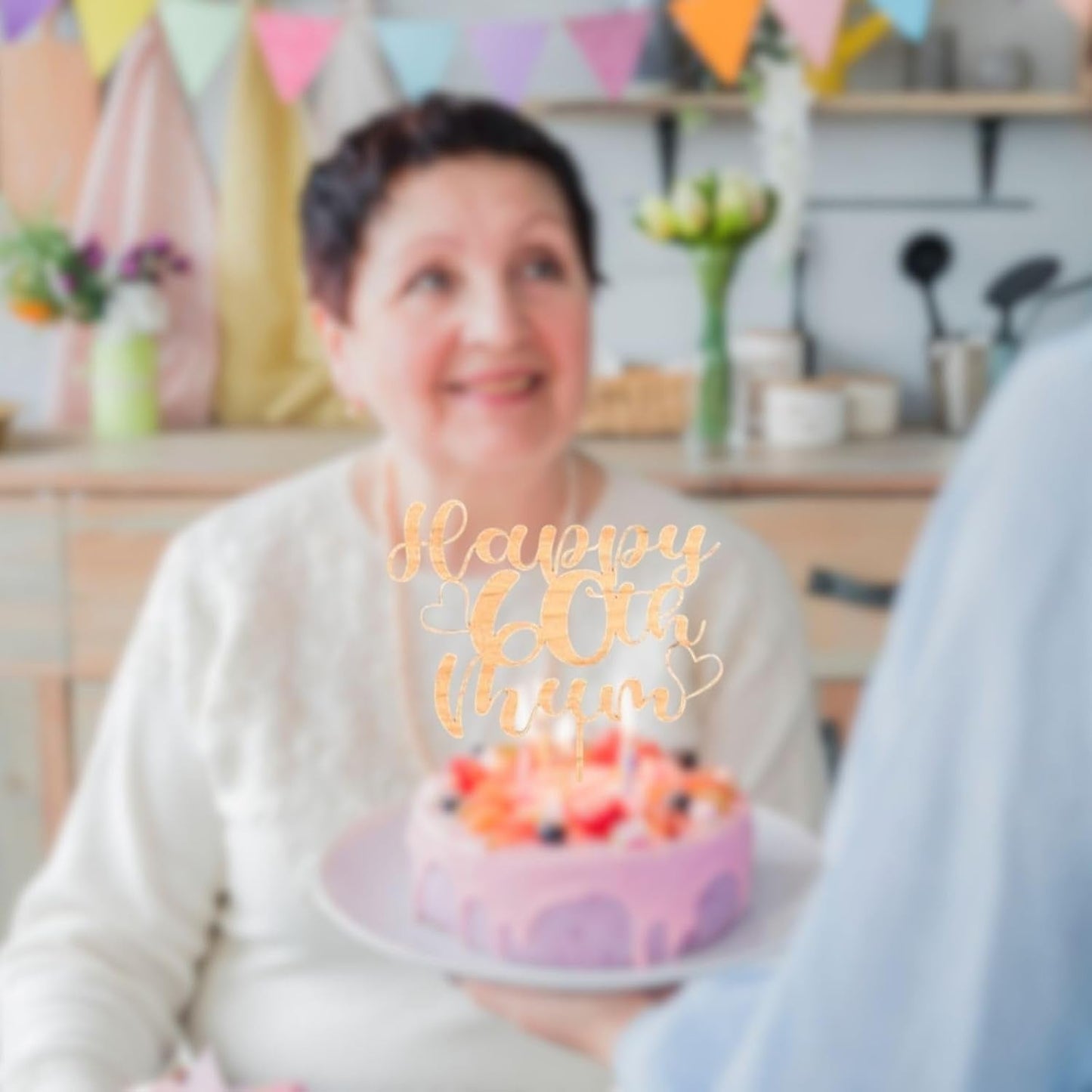 Custom Wooden Cake Topper - Happy 30th Birthday Mum Personalised With any Name and Age by DISPLAY AND WONDER