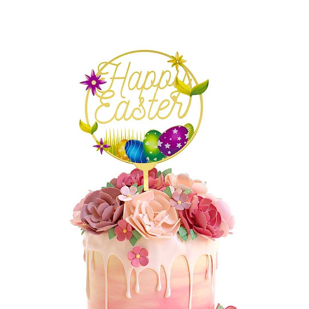 Easter Cake Topper | Happy Easter Acrylic Toppers | Party Decoration Supplies